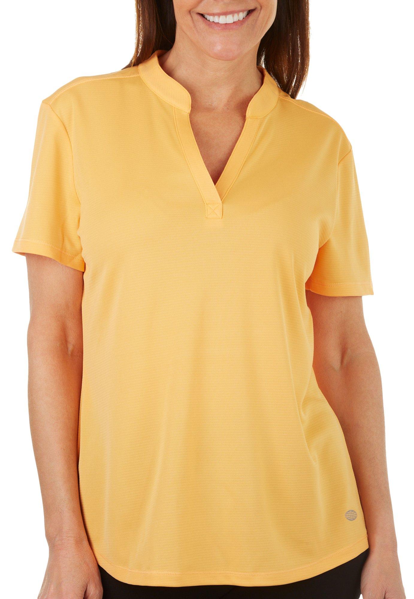 Lillie Green Plus Solid Short Sleeve Polo Shirt 3X Sunny Yellow 